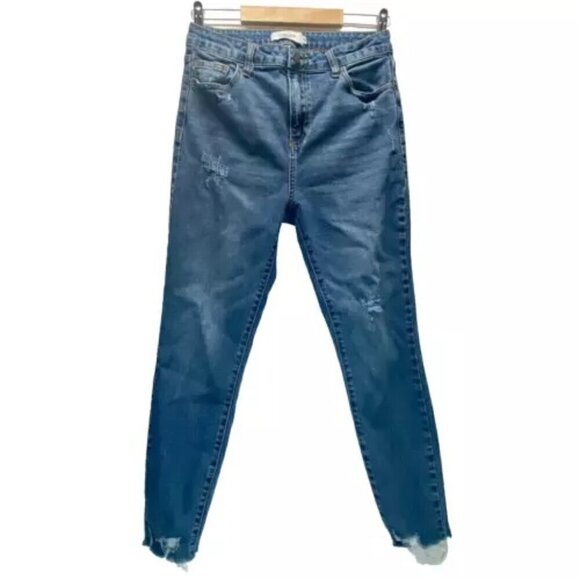 Carly Jean Los Angeles Drew Blue Distressed Fray Denim Jeans Junior Size 7 GUC - Picture 1 of 11